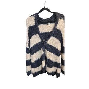 Free People Marshmallow Striped Cardigan Sweater